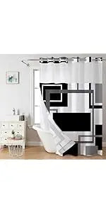 4-Piece Checkered Gingham Retro Waterproof Shower Curtain Set Non-Slip Bath Rug 12 Hooks Soft Fabric for Bathroom Use