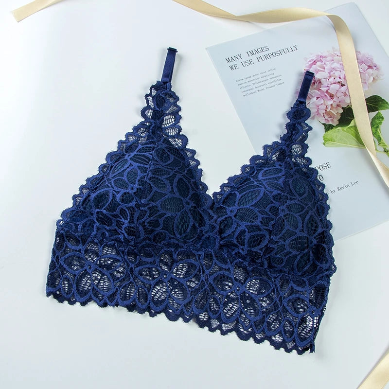 Seamless Lace Bra & Panty Sets Backless Ultrathin Bralette Sexy Padded Lingerie for Women Comfortable Intimates