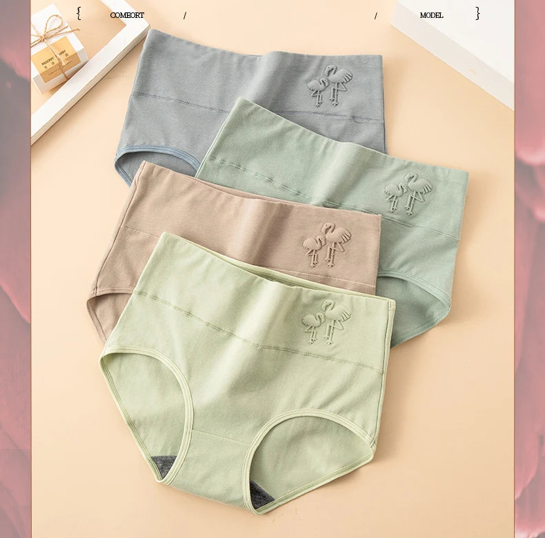 4Pcs/Set Plus Size Women Panties High Waist Body Shaper Underwear Soft Cotton Briefs Grils Panty Sexy Underpants Female Lingerie