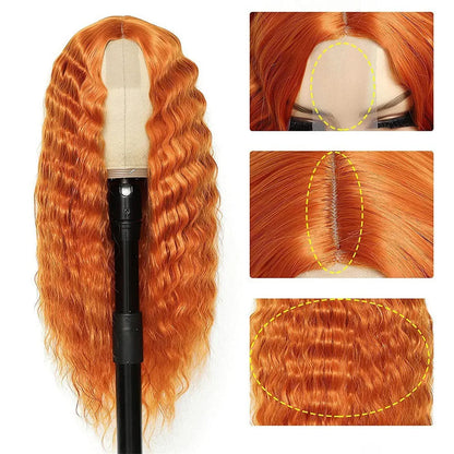 Futura Fiber Synthetic Wig Ready to Ship Wholesale Long Curly Lace Front Wig for Women Custom Logo OEM Service