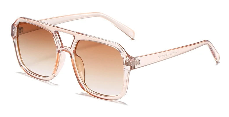 Retro Square Sunglasses Women Men 2025 New Trends Double Beam Yellow Big Sun Glasses Female Oversized Eyewear Shades UV400