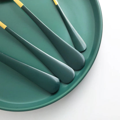 Blue Dinnerware Stainless Steel Tableware Fork Spoon Knife Dinner Set Kitchen Black Cutlery Set Silverware 16Pcs