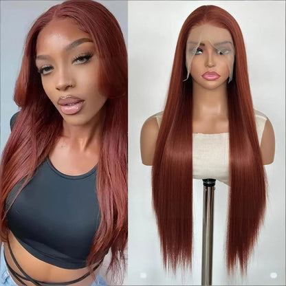 FX-HA07 Premium Blend Hair Wig Long Straight Black High Quality Invisible Transparent 13*4 Lace Frontal Wig Lace Front Wigs