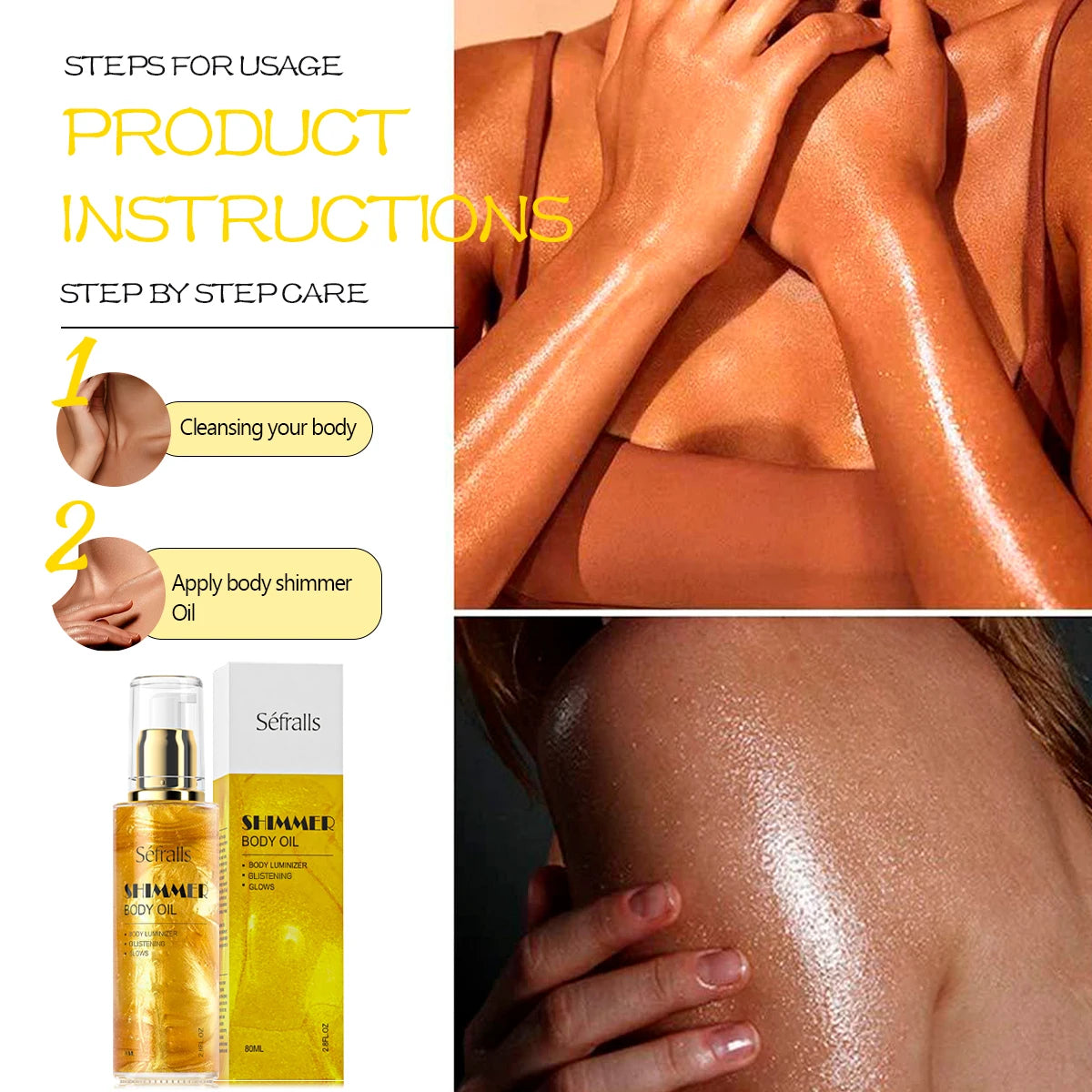 Séfralls Party Glow Body Oil 80ML 3PCS All-Over Radiance Fragrance
