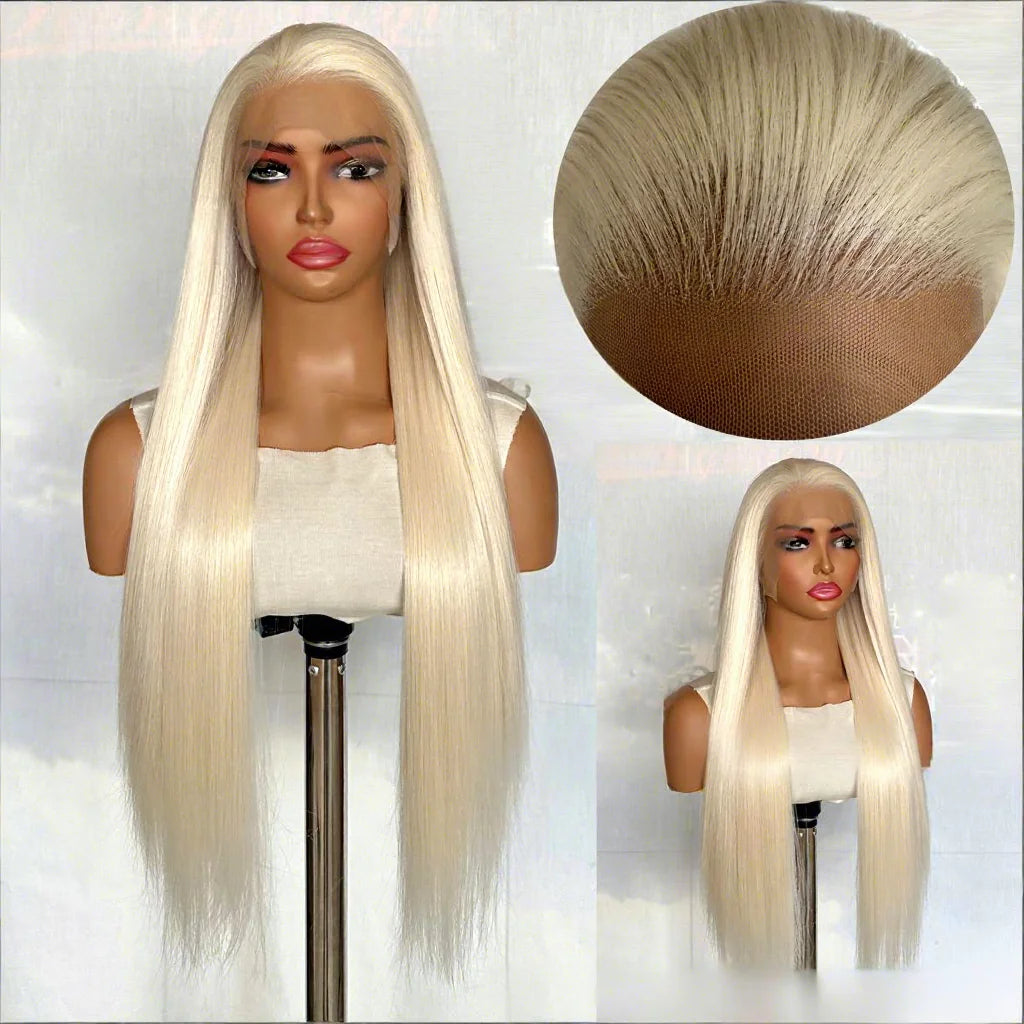 FX-HA07 Premium Blend Hair Wig Long Straight Black High Quality Invisible Transparent 13*4 Lace Frontal Wig Lace Front Wigs