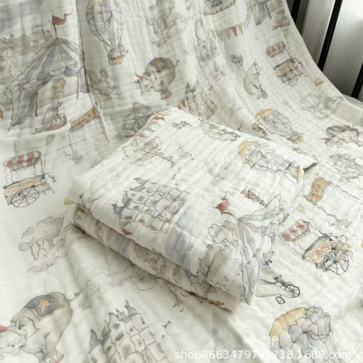 Bamboo Cotton Super Soft Class A Baby Blanket Six-Layer Interwoven Gauze Bath Towel Digital Non-Fluorescent Non-Pilling Sweat-Absorbing Breathable