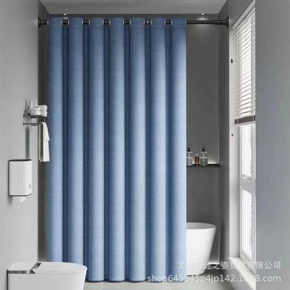 Shower curtain bathroom waterproof curtain mildew partition warm shading high-grade hanging curtain Roman hole wet and dry separation shower bath