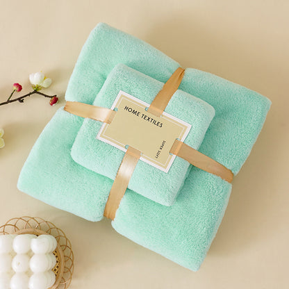 Coral Velvet Towel Mother-Child Set Is Softer and More Skin-Friendly Than Pure Cotton Absorbent Bath Towels, Two-Piece Set