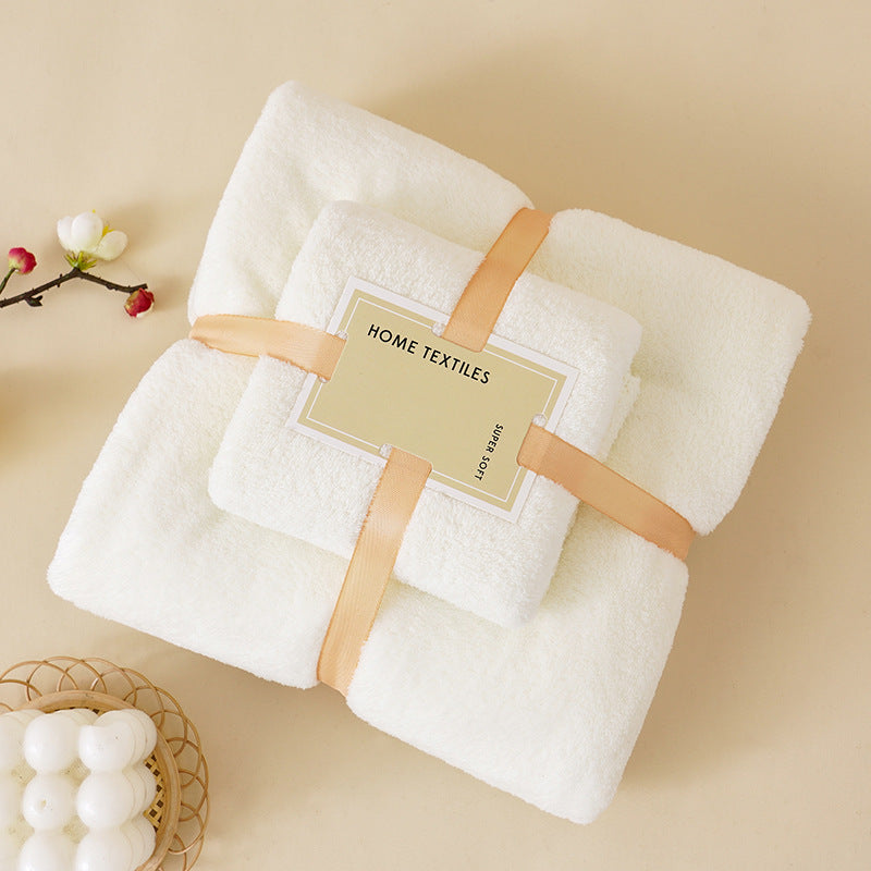 Coral Velvet Towel Mother-Child Set Is Softer and More Skin-Friendly Than Pure Cotton Absorbent Bath Towels, Two-Piece Set