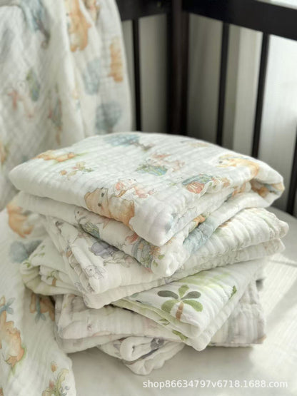 Bamboo Cotton Super Soft Class A Baby Blanket Six-Layer Interwoven Gauze Bath Towel Digital Non-Fluorescent Non-Pilling Sweat-Absorbing Breathable