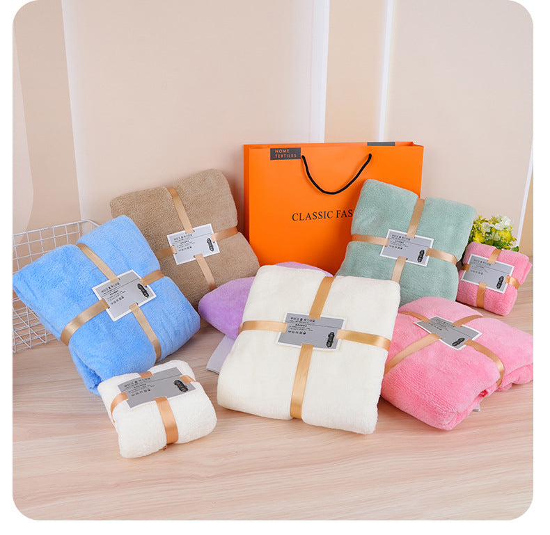 Holiday Towel Gift Box, Coral Velvet Bath Towel Three-Piece Set, Gift Box Set, Company Souvenirs, Can Be Printed with Logo, Wholesale