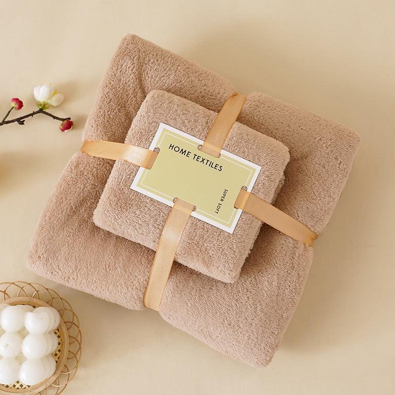 Coral Velvet Towel Mother-Child Set Is Softer and More Skin-Friendly Than Pure Cotton Absorbent Bath Towels, Two-Piece Set