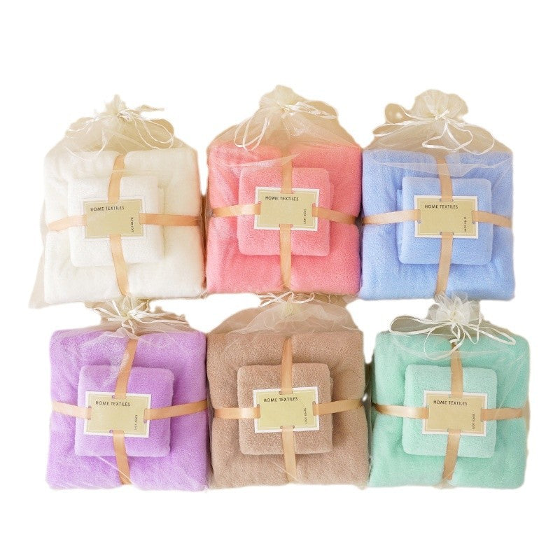 Coral Velvet Towel Mother-Child Set Is Softer and More Skin-Friendly Than Pure Cotton Absorbent Bath Towels, Two-Piece Set