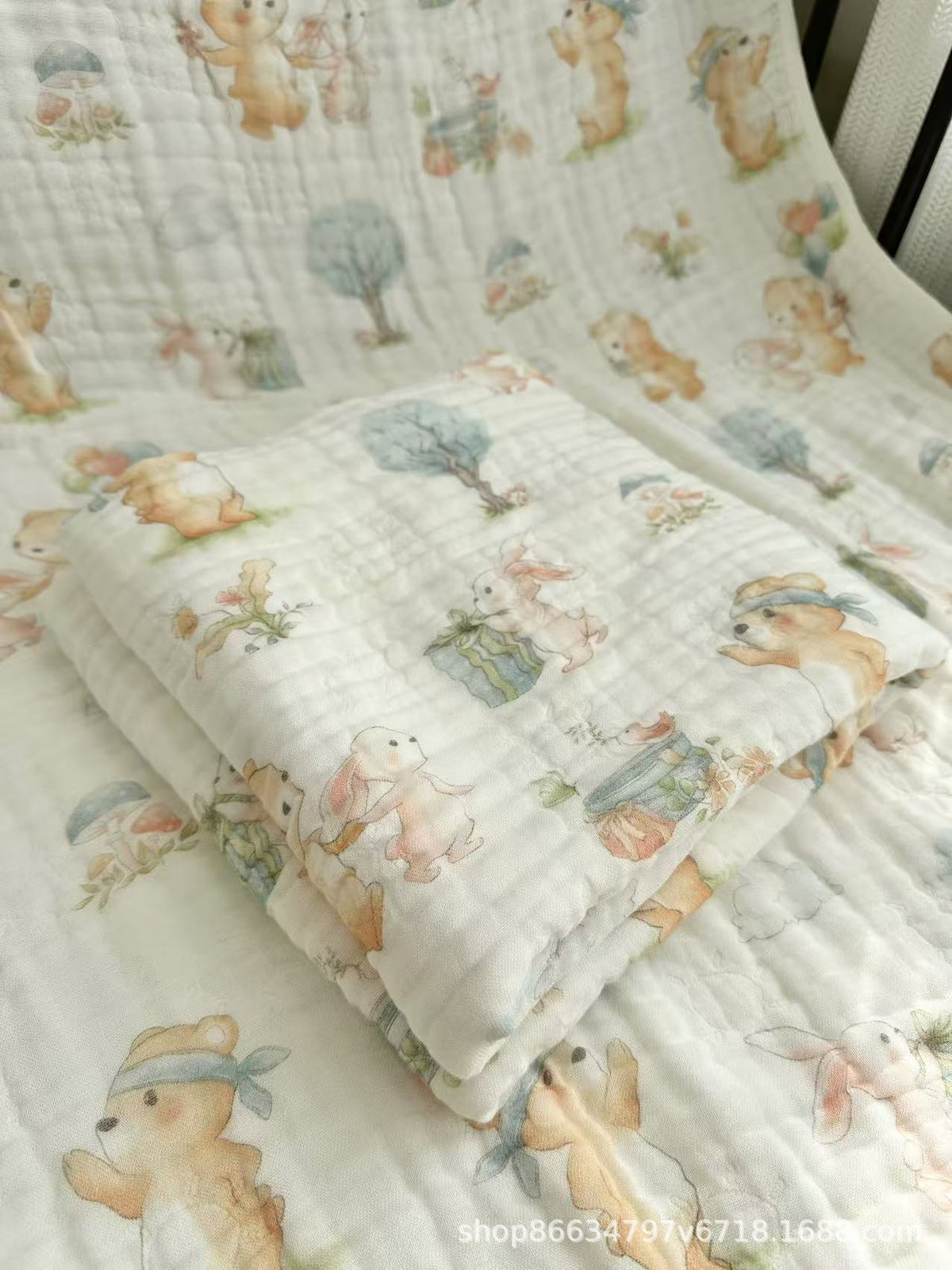 Bamboo Cotton Super Soft Class A Baby Blanket Six-Layer Interwoven Gauze Bath Towel Digital Non-Fluorescent Non-Pilling Sweat-Absorbing Breathable