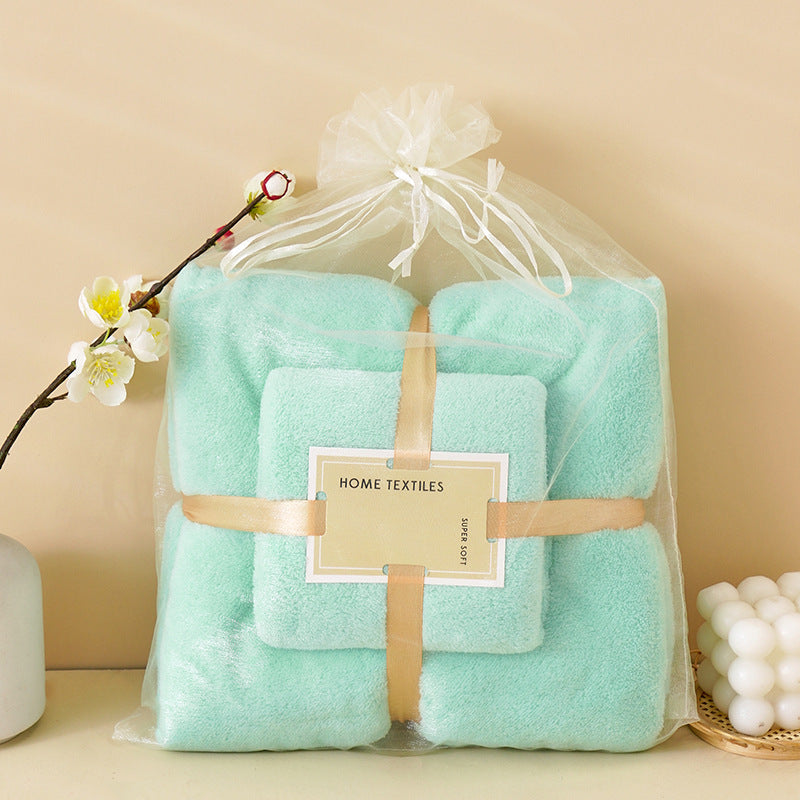 Coral Velvet Towel Mother-Child Set Is Softer and More Skin-Friendly Than Pure Cotton Absorbent Bath Towels, Two-Piece Set