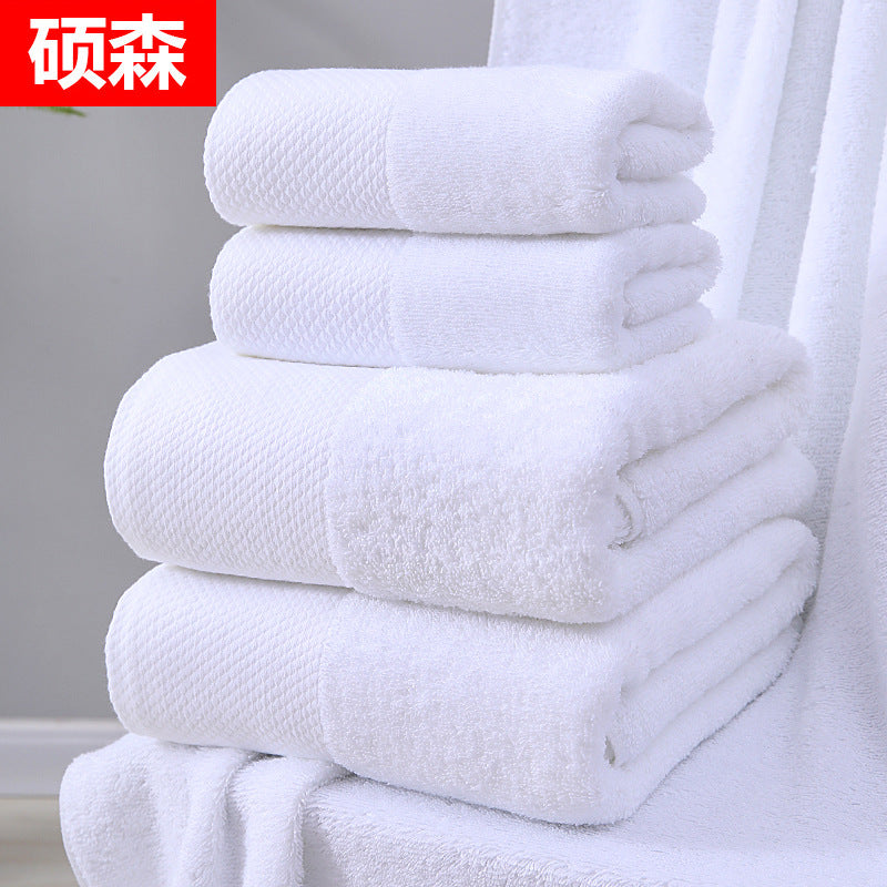 Hotel towel bath towel extra large absorbent pure cotton beauty salon hotel hot spring bed &amp; breakfast white towel bath towel can add Logo