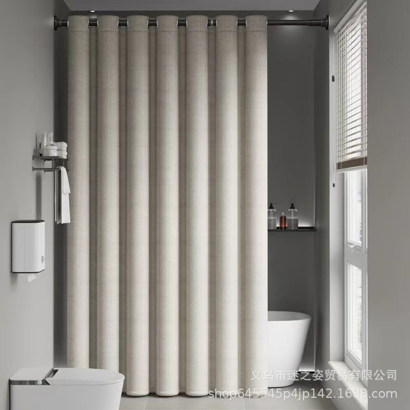 Shower curtain bathroom waterproof curtain mildew partition warm shading high-grade hanging curtain Roman hole wet and dry separation shower bath