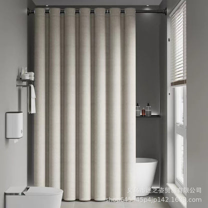 Shower curtain bathroom waterproof curtain mildew partition warm shading high-grade hanging curtain Roman hole wet and dry separation shower bath