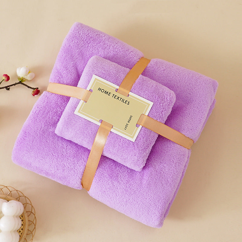 Coral Velvet Towel Mother-Child Set Is Softer and More Skin-Friendly Than Pure Cotton Absorbent Bath Towels, Two-Piece Set