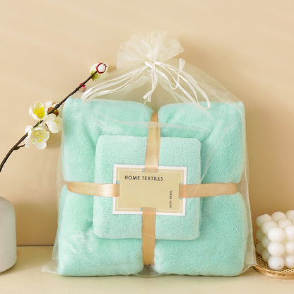 Coral Velvet Towel Mother-Child Set Is Softer and More Skin-Friendly Than Pure Cotton Absorbent Bath Towels, Two-Piece Set