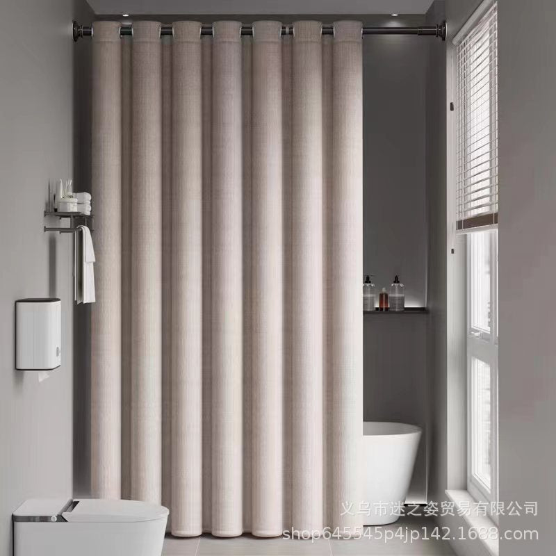Shower curtain bathroom waterproof curtain mildew partition warm shading high-grade hanging curtain Roman hole wet and dry separation shower bath