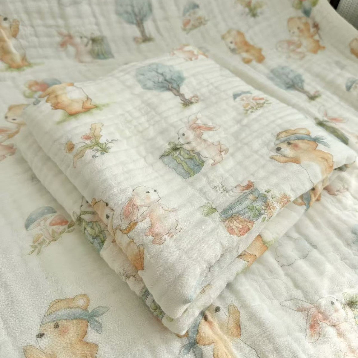 Bamboo Cotton Super Soft Class A Baby Blanket Six-Layer Interwoven Gauze Bath Towel Digital Non-Fluorescent Non-Pilling Sweat-Absorbing Breathable