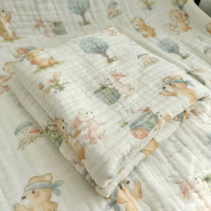 Bamboo Cotton Super Soft Class A Baby Blanket Six-Layer Interwoven Gauze Bath Towel Digital Non-Fluorescent Non-Pilling Sweat-Absorbing Breathable