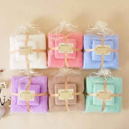 Coral Velvet Towel Mother-Child Set Is Softer and More Skin-Friendly Than Pure Cotton Absorbent Bath Towels, Two-Piece Set