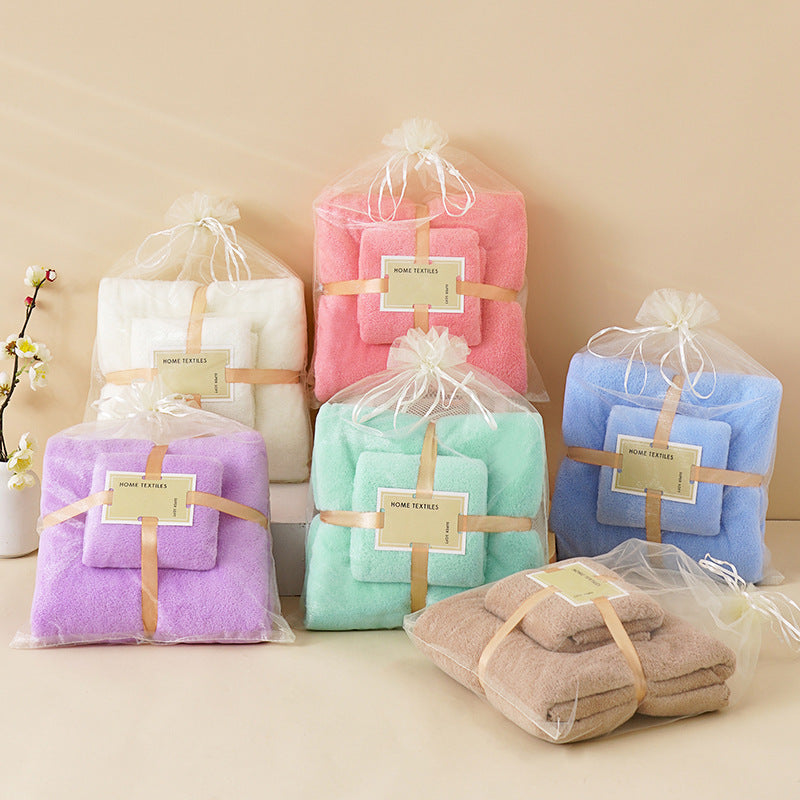 Coral Velvet Towel Mother-Child Set Is Softer and More Skin-Friendly Than Pure Cotton Absorbent Bath Towels, Two-Piece Set