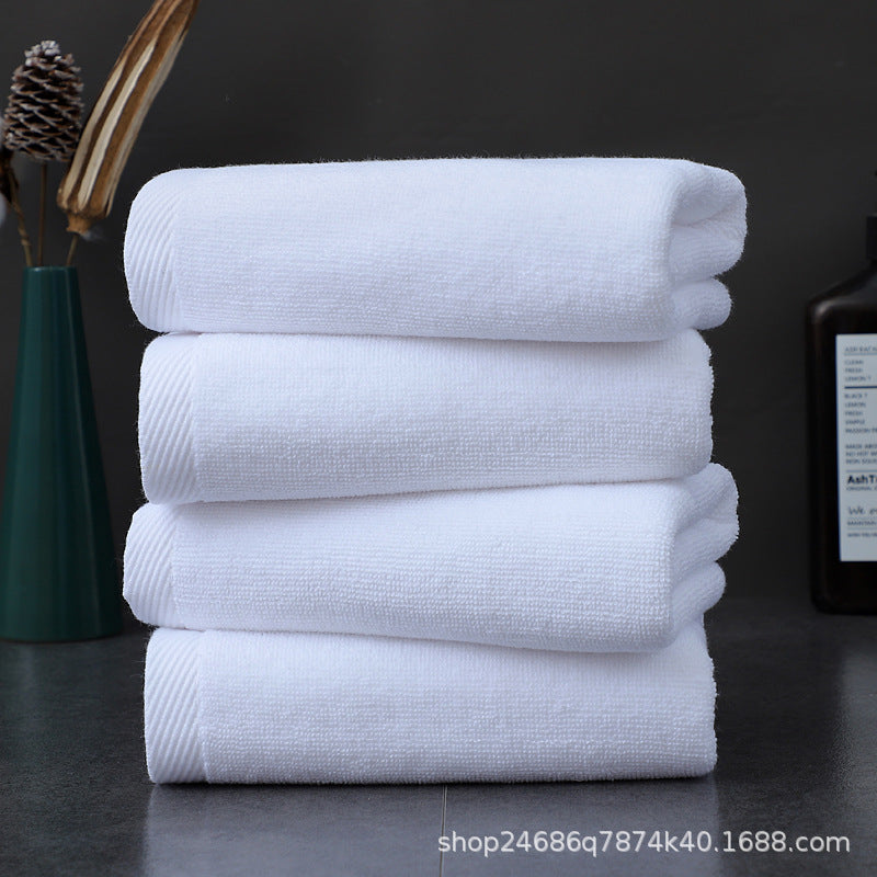 Hotel towel bath towel extra large absorbent pure cotton beauty salon hotel hot spring bed &amp; breakfast white towel bath towel can add Logo