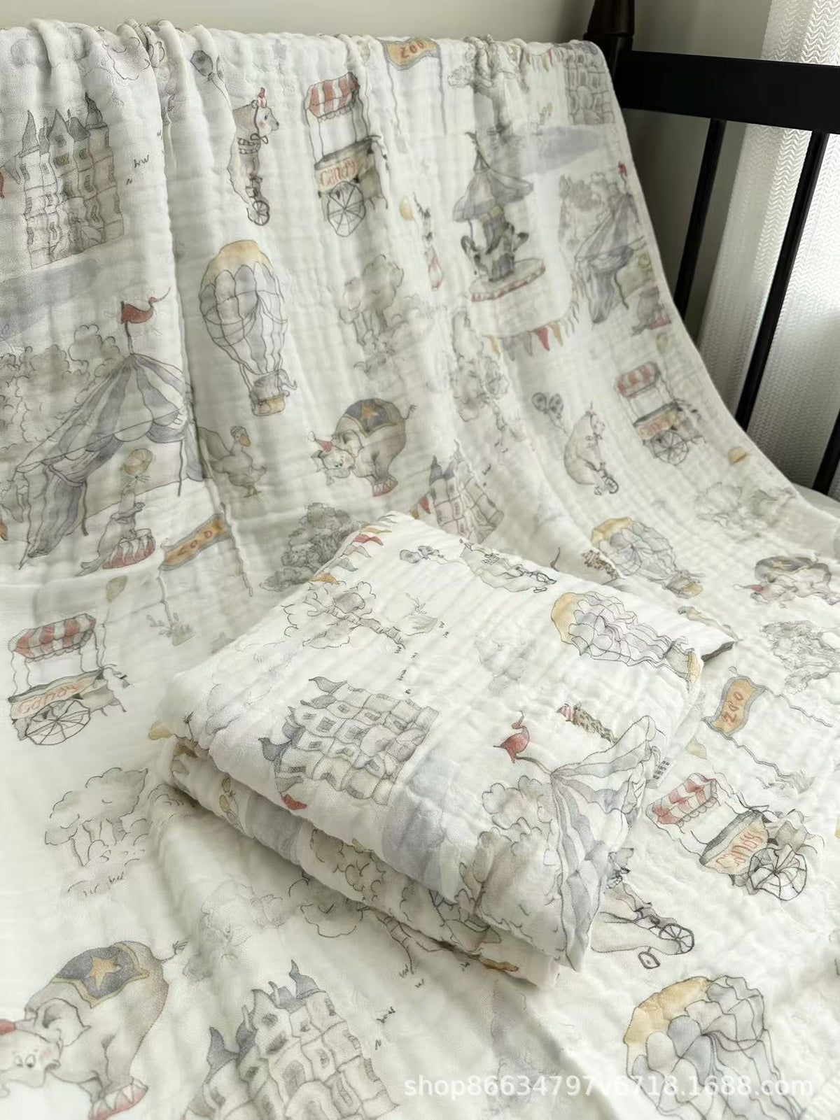 Bamboo Cotton Super Soft Class A Baby Blanket Six-Layer Interwoven Gauze Bath Towel Digital Non-Fluorescent Non-Pilling Sweat-Absorbing Breathable