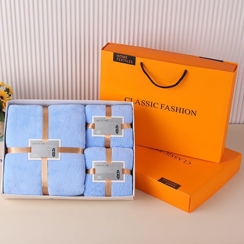 Holiday Towel Gift Box, Coral Velvet Bath Towel Three-Piece Set, Gift Box Set, Company Souvenirs, Can Be Printed with Logo, Wholesale
