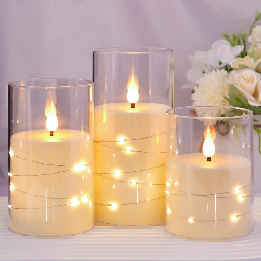 LED Flameless Pencil Candles With Remote Control Battery Operated Home Decor