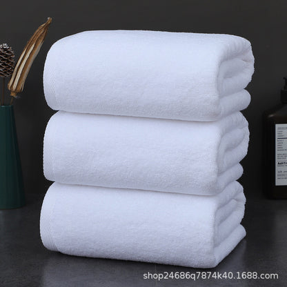 Hotel towel bath towel extra large absorbent pure cotton beauty salon hotel hot spring bed &amp; breakfast white towel bath towel can add Logo
