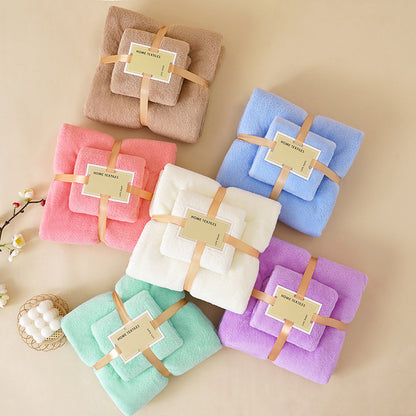Coral Velvet Towel Mother-Child Set Is Softer and More Skin-Friendly Than Pure Cotton Absorbent Bath Towels, Two-Piece Set