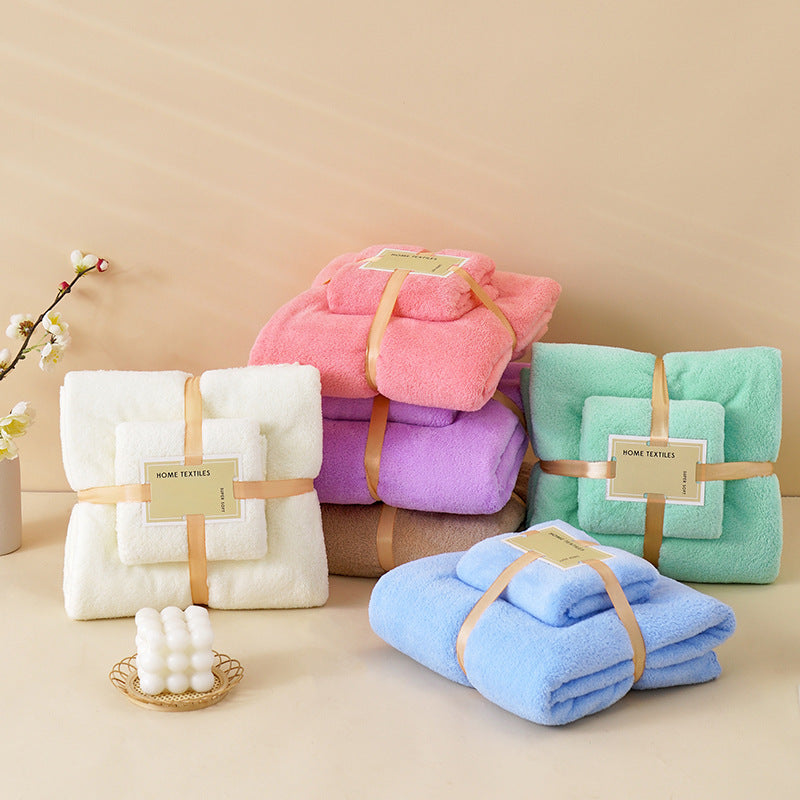 Coral Velvet Towel Mother-Child Set Is Softer and More Skin-Friendly Than Pure Cotton Absorbent Bath Towels, Two-Piece Set