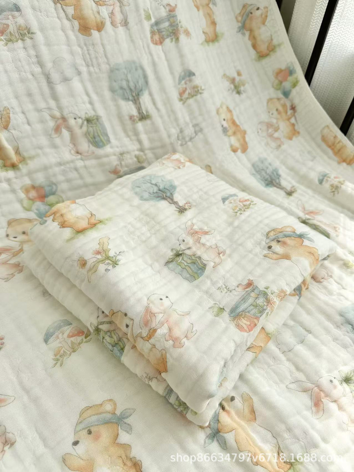 Bamboo Cotton Super Soft Class A Baby Blanket Six-Layer Interwoven Gauze Bath Towel Digital Non-Fluorescent Non-Pilling Sweat-Absorbing Breathable