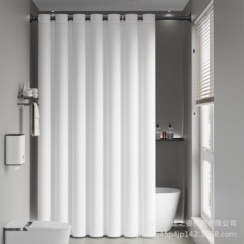 Shower curtain bathroom waterproof curtain mildew partition warm shading high-grade hanging curtain Roman hole wet and dry separation shower bath