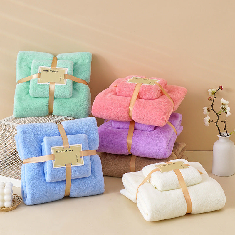 Coral Velvet Towel Mother-Child Set Is Softer and More Skin-Friendly Than Pure Cotton Absorbent Bath Towels, Two-Piece Set