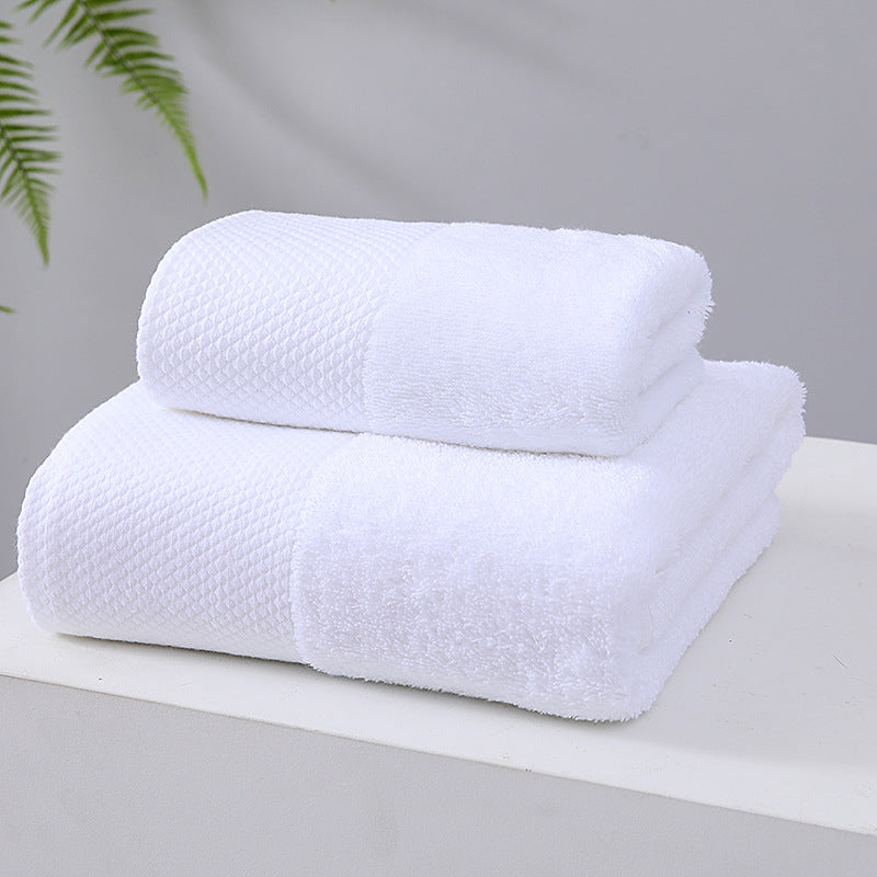Hotel towel bath towel extra large absorbent pure cotton beauty salon hotel hot spring bed &amp; breakfast white towel bath towel can add Logo