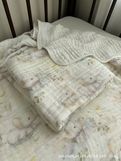 Bamboo Cotton Super Soft Class A Baby Blanket Six-Layer Interwoven Gauze Bath Towel Digital Non-Fluorescent Non-Pilling Sweat-Absorbing Breathable
