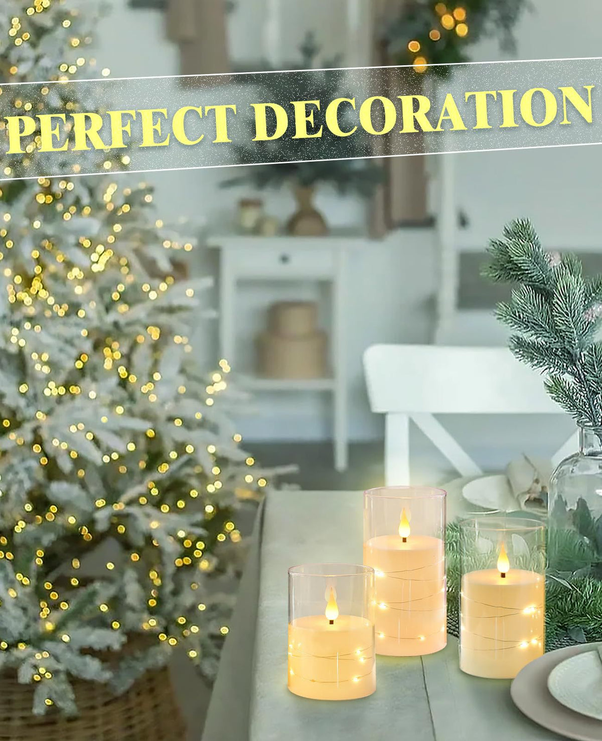 LED Flameless Pencil Candles With Remote Control Battery Operated Home Decor