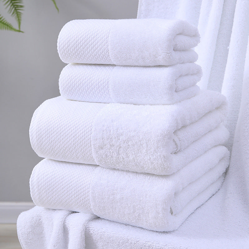 Hotel towel bath towel extra large absorbent pure cotton beauty salon hotel hot spring bed &amp; breakfast white towel bath towel can add Logo