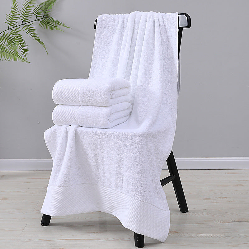 Hotel towel bath towel extra large absorbent pure cotton beauty salon hotel hot spring bed &amp; breakfast white towel bath towel can add Logo