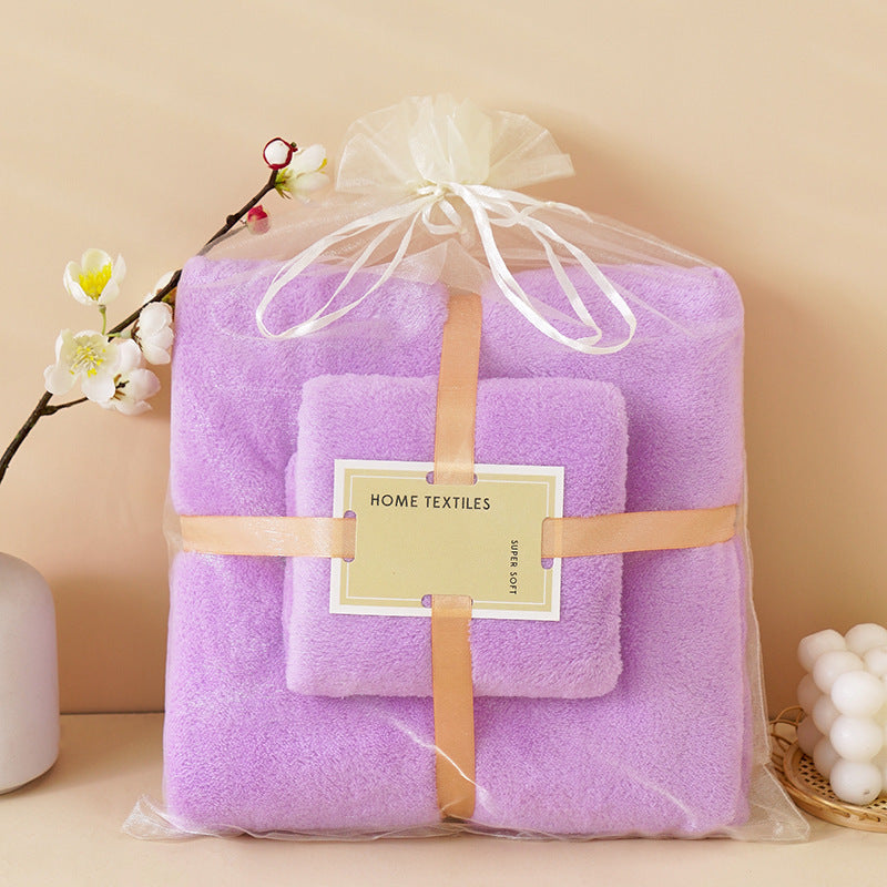 Coral Velvet Towel Mother-Child Set Is Softer and More Skin-Friendly Than Pure Cotton Absorbent Bath Towels, Two-Piece Set