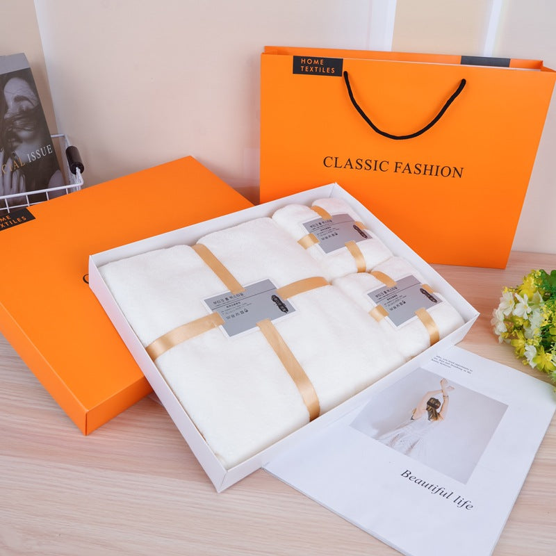 Holiday Towel Gift Box, Coral Velvet Bath Towel Three-Piece Set, Gift Box Set, Company Souvenirs, Can Be Printed with Logo, Wholesale