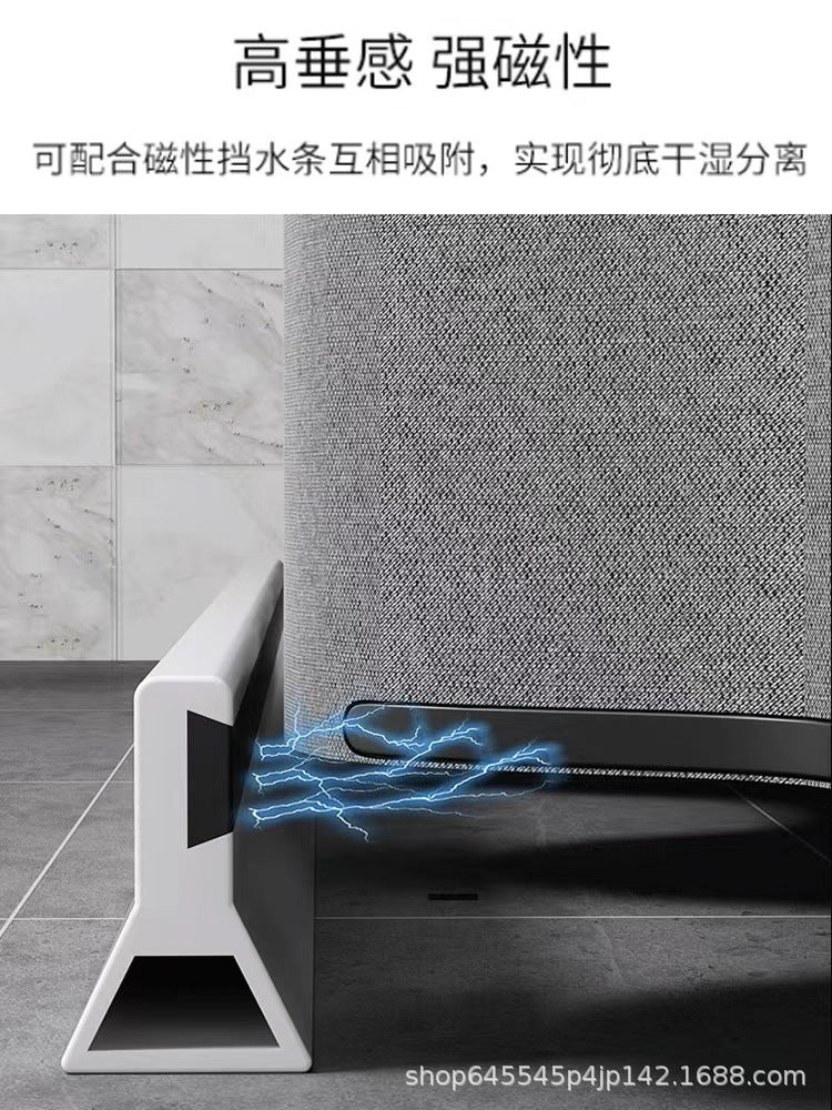 Shower curtain bathroom waterproof curtain mildew partition warm shading high-grade hanging curtain Roman hole wet and dry separation shower bath