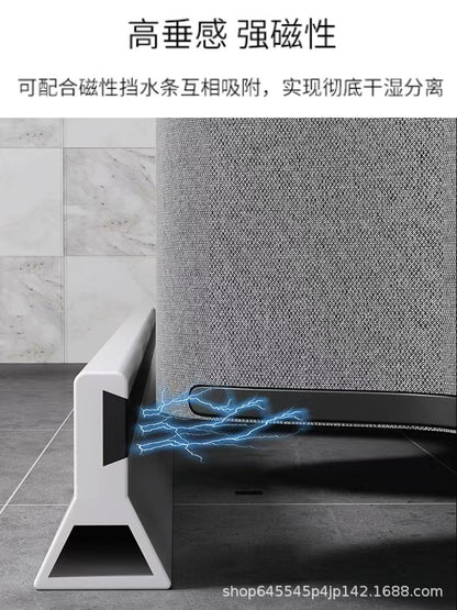 Shower curtain bathroom waterproof curtain mildew partition warm shading high-grade hanging curtain Roman hole wet and dry separation shower bath