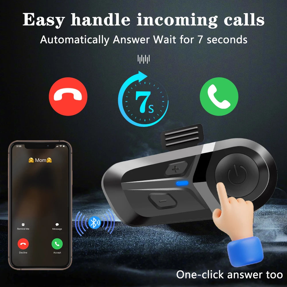 Bluetooth 5.3 Motorcycle Helmet Headset, Waterproof Wireless Earphones With Hands-Free Calls waterproof hands-free riding headset