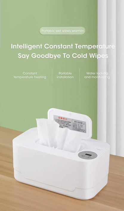 Portable Baby Wipe Warmer 2-in-1 Heated Towel Dispenser with LED Display Heating Box for Home Car Travel Accessories